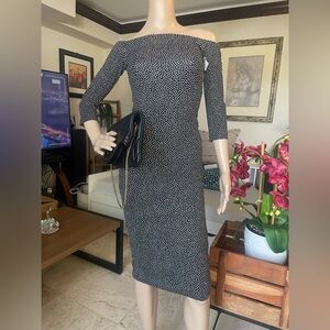 Zara Black and White Polka Dot Off-Shoulder Dress